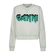 Rock Bio Ivory Katoenen Sweatshirt Ganni , Beige , Dames