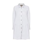 Witte Overhemdjurk met Flared Stijl Ganni , White , Dames