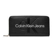 Zwarte Bedrukte Ritsportemonnee Vrouwen Calvin Klein Jeans , Black , D...