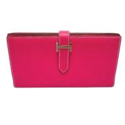 Pre-owned Leather wallets Hermès Vintage , Pink , Dames