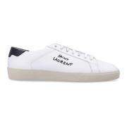 Witte Zwarte Sneakers Ronde Neus Vetersluiting Saint Laurent , White ,...