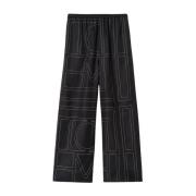 Zijden Monogram PJ Broek TotêMe , Black , Dames