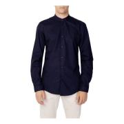 Blauwe Mandarin Kraag Shirt Antony Morato , Blue , Heren