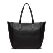 Zwarte Nep Leren Handtas Calvin Klein , Black , Dames