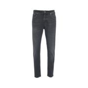 Wortel Slim Fit Jeans met Logo Details Dondup , Black , Heren