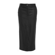 Faux Leren Midi Rok Italië Pinko , Black , Dames