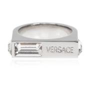 Ring met logo Versace , Gray , Heren