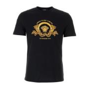 Casual Katoenen T-Shirt Versace , Black , Heren