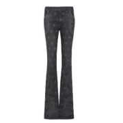 Zwarte ster Paisley Print Denim Jeans Balmain , Black , Dames