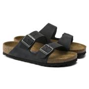 Klassieke Geoliede Leren Sandalen Birkenstock , Black , Heren