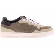 Beige Suède Sneakers met Zwarte Spoiler P448 , Brown , Heren