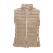 Gewatteerde mouwloze gilet met pailletten Brunello Cucinelli , Beige ,...