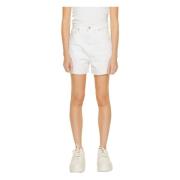 Witte Katoenen Dames Shorts Rits Knoop Tommy Jeans , White , Dames