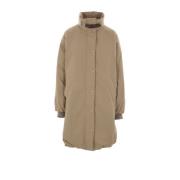 Beige Nylon Donsjas met Hoge Kraag Brunello Cucinelli , Brown , Dames