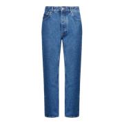 Blauwe Monogram Jeans Rechte Snit Ontwerp Palm Angels , Blue , Heren