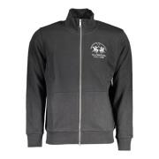 Hoodie met rits zwart lange mouw La Martina , Black , Heren