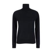 Zwarte Wol Pullover Hoge Hals Sweater Semicouture , Black , Dames