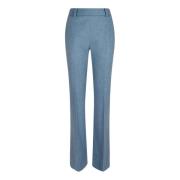 Blauwe Wol Bootcut Broek Ermanno Scervino , Blue , Dames