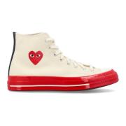 Off White Canvas High Top Sneakers Comme des Garçons Play , Beige , He...