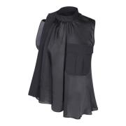 Stijlvol Zwart Topkleding Sacai , Black , Dames