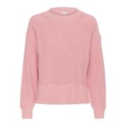 Rib Gebreide Trui Zilver Roze Part Two , Pink , Dames