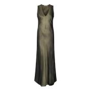 Feminine V-hals Jurk Venus Olive Rabens Saloner , Green , Dames