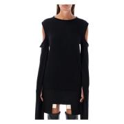 Zwart Cape Sleeve Gebreide Kleding Aw24 Rick Owens , Black , Dames