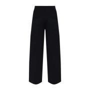 Wijde Pijp Wol Gebreide Broek Max Mara , Black , Dames