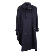 Blauwe Wol Gabardine Trenchcoat Stella McCartney , Blue , Dames