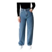 Hoge Taille Loose Fit Jeans Carhartt Wip , Blue , Dames