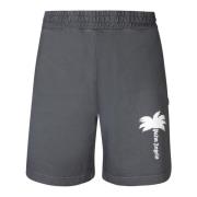 Grijze Shorts Elastische Taille Zakken Palm Angels , Gray , Heren