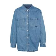 Blauwe Denim Shirt Omkeerbaar Logo Levi's , Blue , Heren