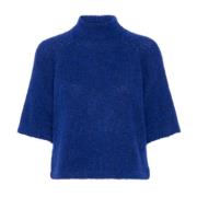 Blauw Melange Gebreide Pullover Trui Kaffe , Blue , Dames