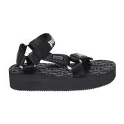 Zwarte Sandalen met Logo Band Palm Angels , Black , Dames