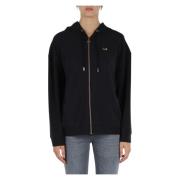 Modal Zip Hoodie Logo Plaque Emporio Armani EA7 , Black , Dames