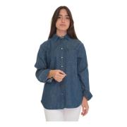 Denim Blouse met Borstzak Max Mara Weekend , Blue , Dames