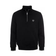 Half-Zip Sweatshirt met Logo Stitching Fred Perry , Blue , Heren