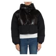 Gewatteerde Cropped Hoodie Jas Armani Exchange , Black , Dames