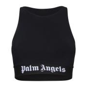 Zwarte Track Top met Rower Neckline Palm Angels , Black , Dames