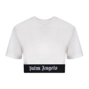 Stijlvol Wit T-shirt Palm Angels , White , Dames