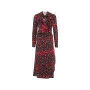 Gerimpelde Wrap Jurk met All-Over Print 5Progress , Red , Dames