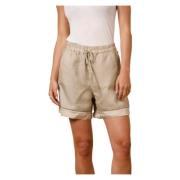 Ontspannen Tencel Linnen Jogger Bermuda Shorts Mason's , Beige , Dames