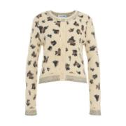 Dierenprint Crew Neck Cardigan Blugirl , Beige , Dames