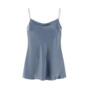 Relaxte Satijnen Tanktop in Suikerpapier Herno , Blue , Dames