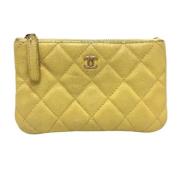 Pre-owned Leather wallets Chanel Vintage , Yellow , Dames