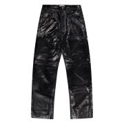 Cocco Leren Broek Regular Fit Italië Laneus , Black , Heren