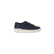 Blauwe Leren Sportieve Sneakers Rubberen Zool Clarks , Blue , Heren