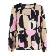 Grafische Print Blouse Shirt Betty & Co , Multicolor , Dames