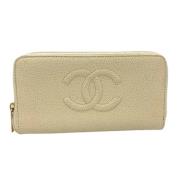 Pre-owned Leather wallets Chanel Vintage , Beige , Dames