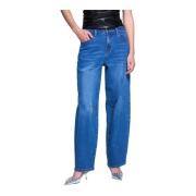 Mom Fit Jeans met zakken en riemlussen Silvian Heach , Blue , Dames